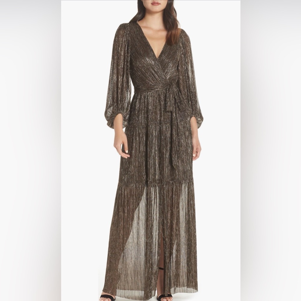 Eliza J Metallic Long Backless Dress